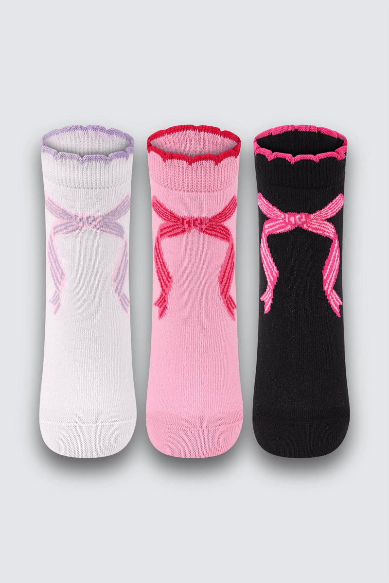 Kit 3 Meias Cano Médio Algodão Infantil Feminina Lupo