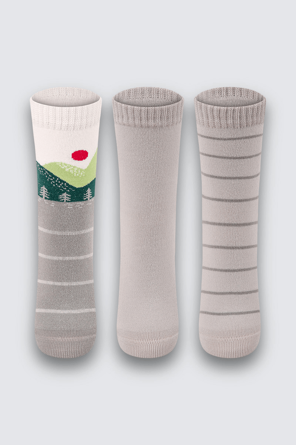 Kit 3 Meias Cano Médio Algodão Infantil Masculina Lupo Tamanho: 046 (Calçados 24 a 29) | Cor: Sortida