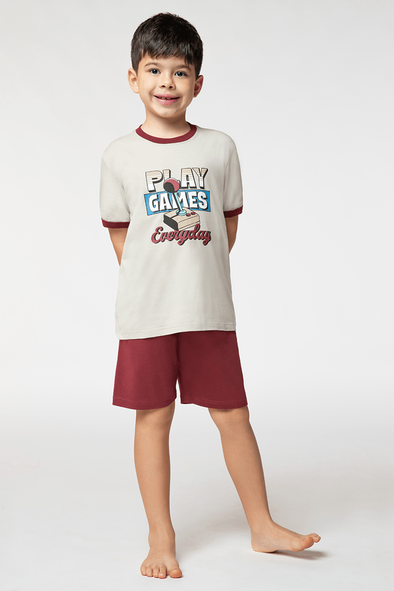Pijama Curto Estampado Infantil Masculino Lupo