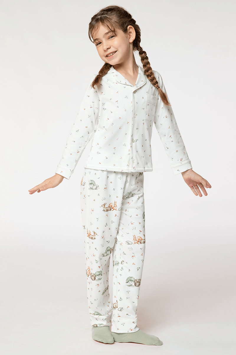 Pijama Longo Abotoado Infantil Feminino Lupo