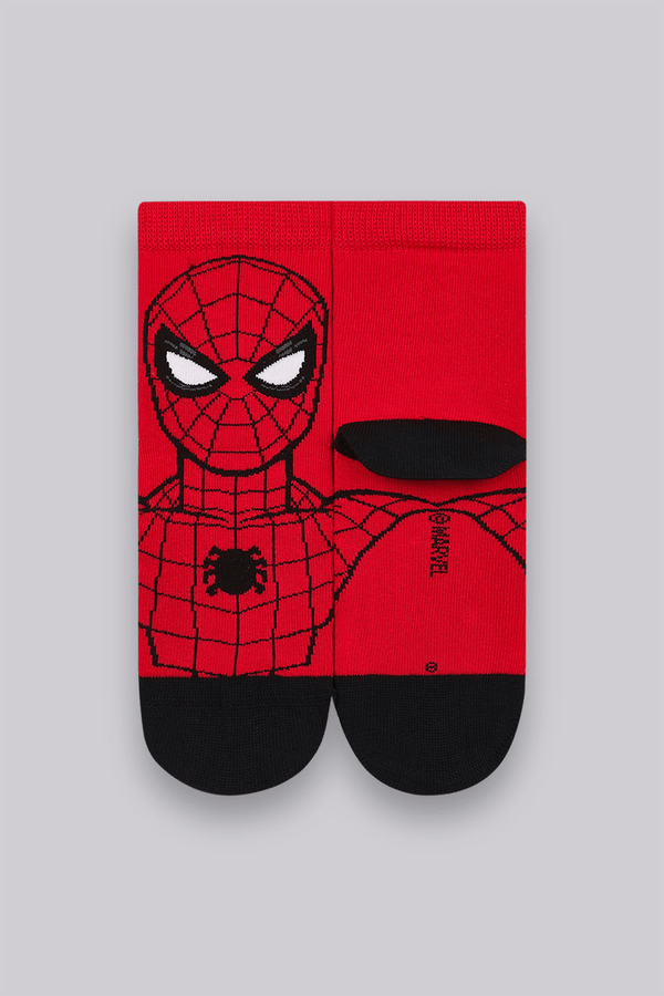 Meia Cano Médio Homem-Aranha Infantil Masculina Lupo Tamanho: 30 a 36 | Cor: Vermelho